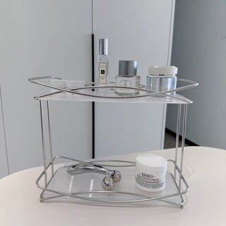 Stainless Steel Cross Frame Two-Tier Storage Rack   Cosmetic Storage