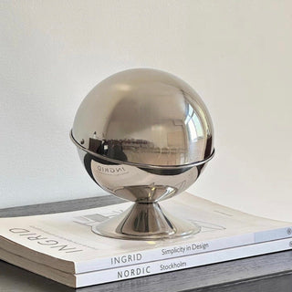 Stainless steel spherical tabletop bin with lid small item container dustbin trash can