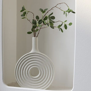 Donut-shaped ceramic flower vase