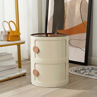 Round Two-Tier Storage Cylindrical Rack Side Table