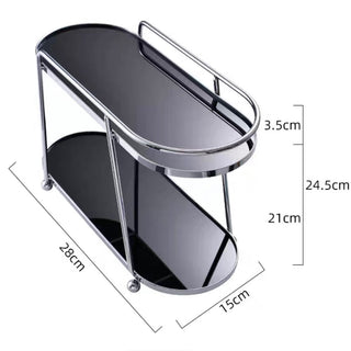 Silver Frame Oval Two-Tier Storage Rack