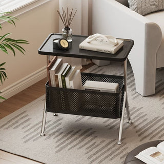 Stainless steel frame basket storage side table