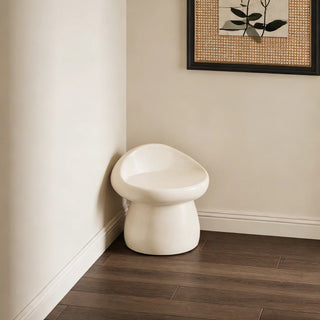 White Mushroom-shaped Compact Stool 35cm High for Entrance