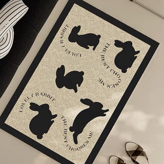 Rabbit pattern entrance mat 50 x 80 cm mud-removing mat