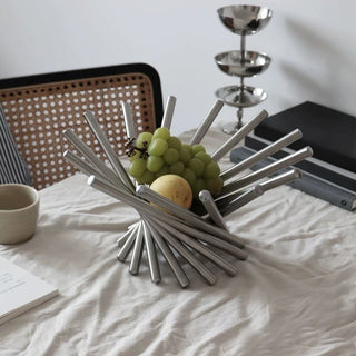 Stainless steel silver irregularly shaped tray compote fruit basket container small item holder