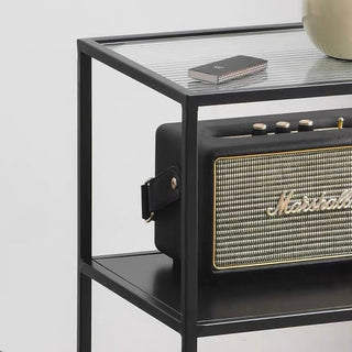 Iron Glass Storage Side Table