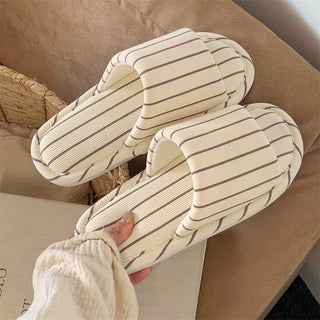 Striped Open Toe Soft Room Shoes  Indoor Slippers