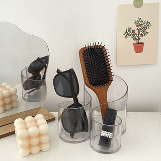 Clear Color Triple Wave Brush Stand Pen Holder