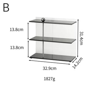 Clear Acrylic Stainless Steel Three-Tier Storage Display Rack   Cosmetic Storage Mug Rack