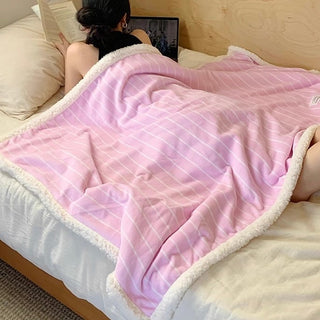 Color Stripe Pattern Fluffy Soft Blanket 100 x 150 cm Blanket Throw