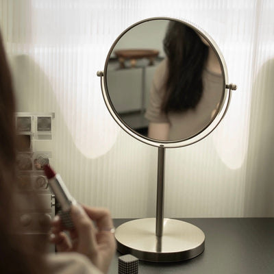 Adjustable Angle Round Tabletop Stand Mirror Silver Mirror