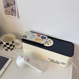 Lettering Covered Power Strip Storage Cable Box