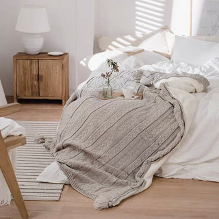 Cable Knit Boa Blanket  130 x 160 cm