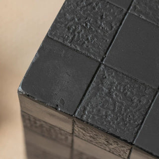 Black Cube-shaped Side Table Block Tile Table Stool