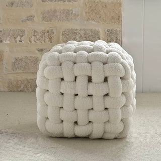 Boucle knitted stool white dresser chair ottoman