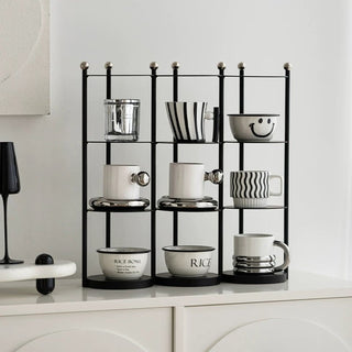 Iron Frame Tier Storage Display Rack  with Cup Holder