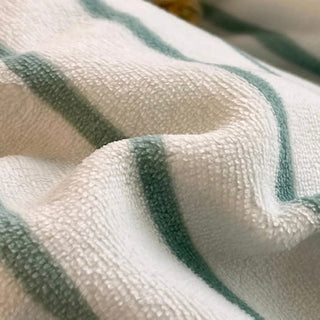 Green stripe piping thick milk fleece winter duvet cover set 2 sizes
