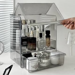 Piece Set Clear Silver Large Capacity Cosmetic Storage Box