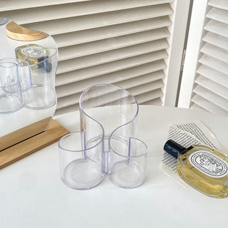 Clear Color Triple Wave Brush Stand Pen Holder