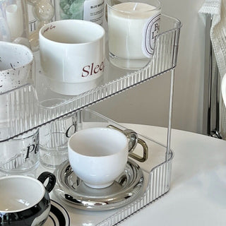Clear Stripe Pattern Tier Cosmetic Storage Rack