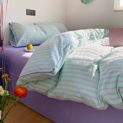 Colorful Stripe Cotton Duvet Cover Set