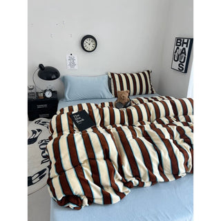 Blue Mix Wide Stripe Winter Duvet Cover Set