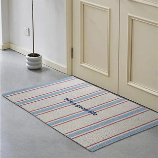 Striped Pattern Message Entrance Mat  50 x 80 cm Mud Removal