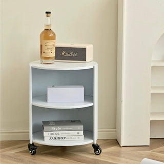 Castered Iron Cylindrical Two-Tier Side Table