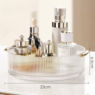 Striped Pattern 360 Degree Rotating Cosmetic Storage Tray