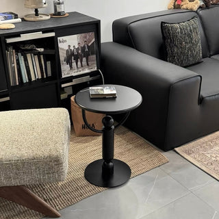 Modern Black Iron Round Compact Side Table