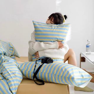 Blue and Yellow Stripe Duvet Cover Set