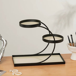 Black Frame Curved Storage Three-Tier Tray Rack