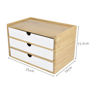 Bamboo Drawer Monitor Stand Storage Rack