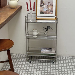 19cm wide Stainless steel slim storage rack wagon with casters