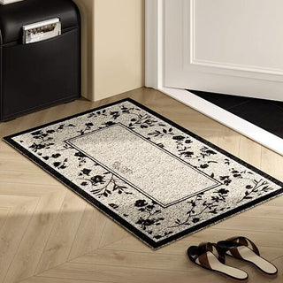 Black floral pattern entrance mat 50x80 mud-removing mat