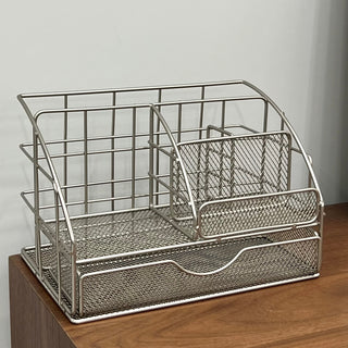 Steel Mesh Drawer Cosmetic Storage Multi-Rack Silver