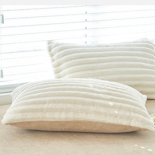 FauxFur Stripe Two-Tone Winter Duvet Cover Set 2 Sizes