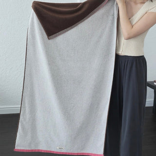 Two-tone solid color bath towel 100% combed cotton absorbent large size towel blanket