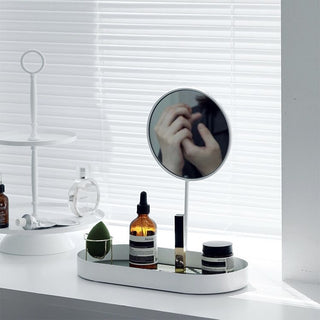 Round Storage Tray with Mirror   Small Item Organizer with Mirror