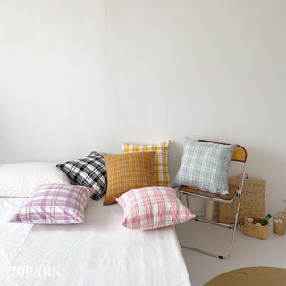 Color Check Pattern Cushion Cover