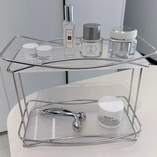 Stainless Steel Cross Frame Two-Tier Storage Rack   Cosmetic Storage