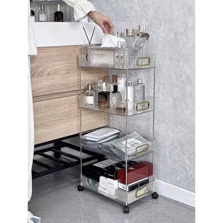 Clear Stripe Pattern Storage Rack Wagon with Casters