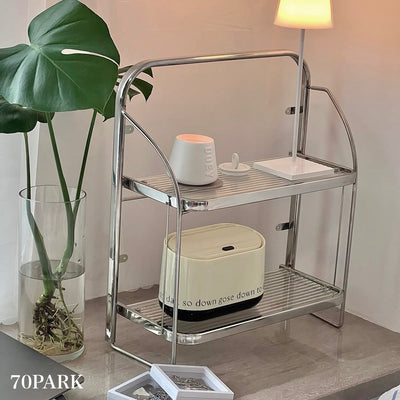Foldable Stainless Steel Tier Rack Side Table