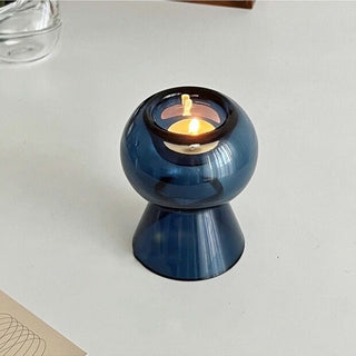 2way Blue Glass Candle Holder Vase