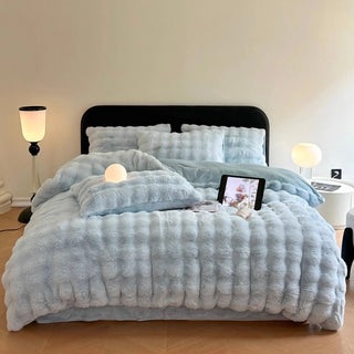 Light Blue Fluffy and Soft Duvet Cover Set  Bed Cover Bedding Cover