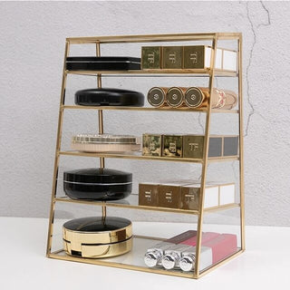 Gold Frame Clear Vertical Cosmetic Storage Rack
