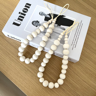 Set of 2 Wooden Bead Curtain Holders White