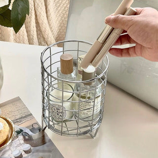 Wire storage basket with legs silver basket small item holder
