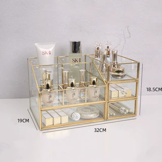 Gold Clear Cosmetic Storage Drawer Set of 2