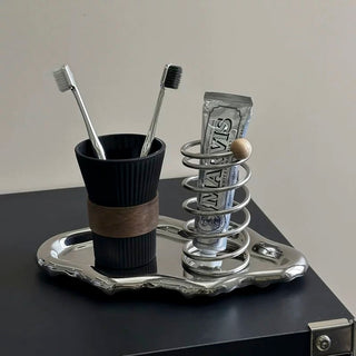 Woodball Stainless Steel Spring Brush Stand  Pen Holder